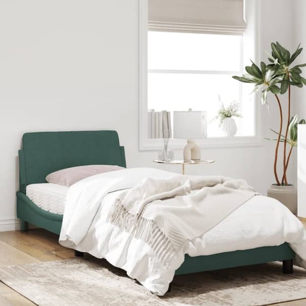 vidaXL sengeramme med sengegavl 80x200 cm fløjl mørkegrøn