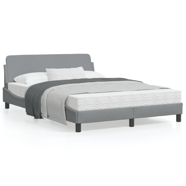 vidaXL sengeramme med sengegavl 120x200 cm stof lysegrå