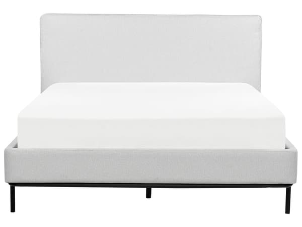 Grå farvet polstret seng 140 x 200 cm dobbeltseng med rammehovedgærde moderne stil soveværelse