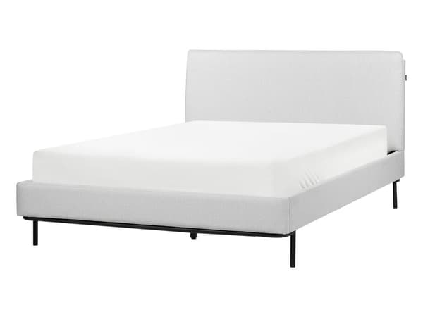 Grå farvet polstret seng 140 x 200 cm dobbeltseng med rammehovedgærde moderne stil soveværelse