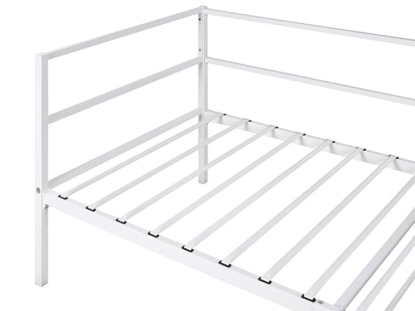Enkeltseng Hvid Metal 90 x 200 cm Børneseng Design Sengeramme Enkeltmands Seng til Pigeværelse Lav Juniorseng