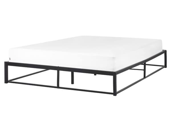 Seng Sort Metal 160 x 200 cm Moderne To Mands Seng Kanal Tuftet Sengegavl Dobbeltseng Sengeramme Retro Design Voksenseng