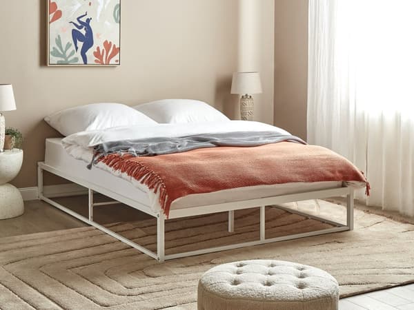 Trekvart Seng Hvid Metal 140 x 200 cm Moderne Halvandenmandsseng 3 kvart Sengeramme Teenager Design Soveværelse Voksenseng