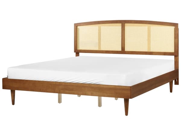 Seng Lyst Træ 180 x 200 cm Moderne Dobbeltseng med Sengegavl To Mands Lav Sengeramme Minimalistisk Design Træseng
