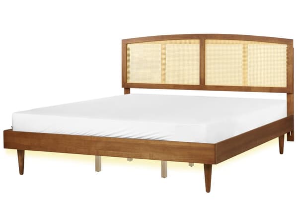 Seng Lyst Træ 180 x 200 cm Moderne Dobbeltseng med Sengegavl To Mands Lav Sengeramme Minimalistisk Design Træseng