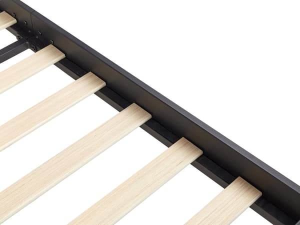 Seng Sort Metal 180 x 200 cm Moderne Seng Blød Sengegavl Dobbeltseng Sengeramme Design