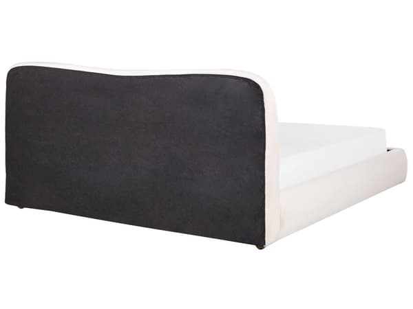 Seng Hvid Boucle 180 x 200 cm Moderne Seng med Opbevaring Blød Sengegavl Dobbeltseng Sengeramme Retro Design