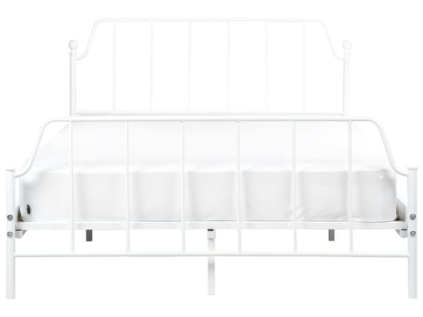 Seng Hvid Metal 140 x 200 cm Moderne Seng Blød Sengegavl Dobbeltseng Sengeramme Design