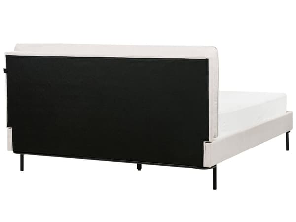 Beige farvet polstret seng 160 x 200 cm dobbeltseng med rammehovedgærde moderne stil soveværelse