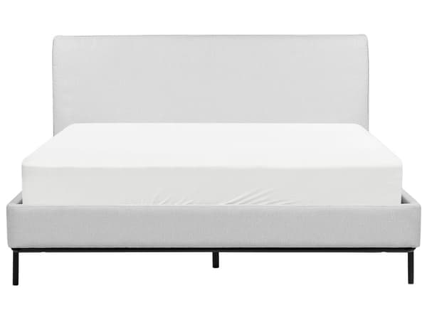 Grå farvet polstret seng 160 x 200 cm dobbeltseng med rammehovedgærde moderne stil soveværelse