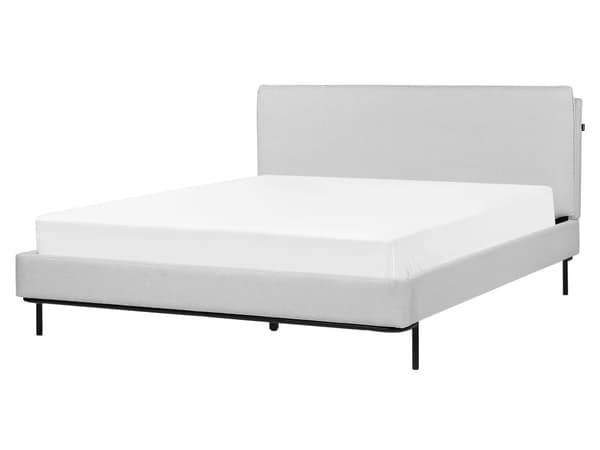 Grå farvet polstret seng 160 x 200 cm dobbeltseng med rammehovedgærde moderne stil soveværelse