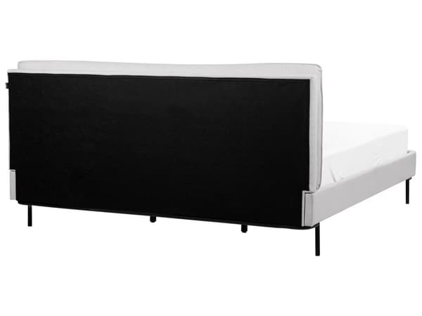 Grå farvet polstret seng 180 x 200 cm dobbeltseng med rammehovedgærde moderne stil soveværelse