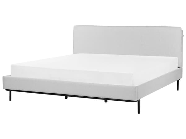 Grå farvet polstret seng 180 x 200 cm dobbeltseng med rammehovedgærde moderne stil soveværelse