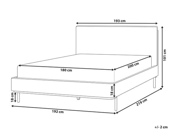Hvid farvet polstret seng 180 x 200 cm dobbeltseng med rammehovedgærde moderne stil soveværelse