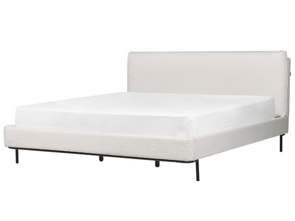 Hvid farvet polstret seng 180 x 200 cm dobbeltseng med rammehovedgærde moderne stil soveværelse