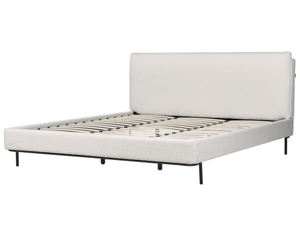 Hvid farvet polstret seng 180 x 200 cm dobbeltseng med rammehovedgærde moderne stil soveværelse