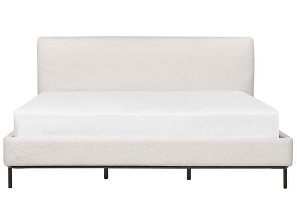 Hvid farvet polstret seng 180 x 200 cm dobbeltseng med rammehovedgærde moderne stil soveværelse