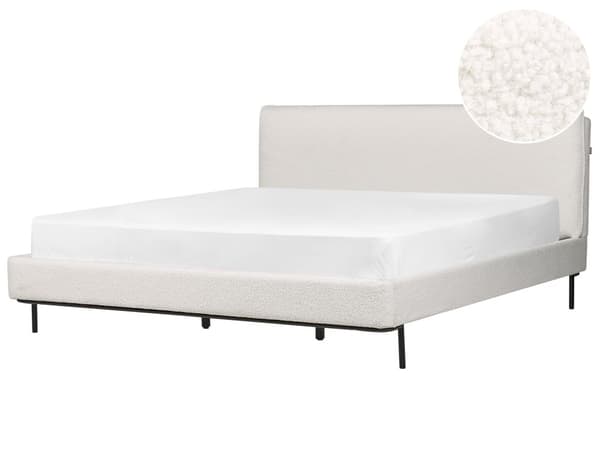 Hvid farvet polstret seng 180 x 200 cm dobbeltseng med rammehovedgærde moderne stil soveværelse
