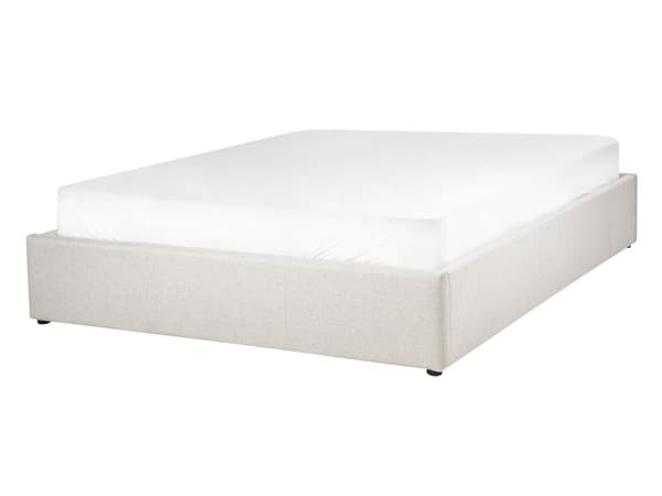 Seng Beige Polyester 140 x 200 cm Moderne Trekvart Seng med Opbevaring Blød Sengeramme Halvandenmands 3 kvart Seng Retro Design Soveværelse