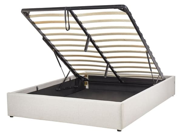 Seng Beige Polyester 140 x 200 cm Moderne Trekvart Seng med Opbevaring Blød Sengeramme Halvandenmands 3 kvart Seng Retro Design Soveværelse