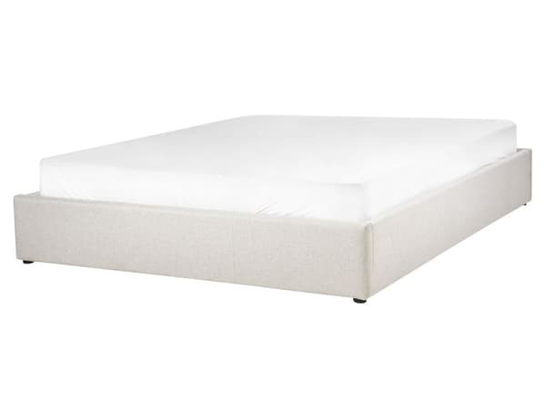 Seng Beige Polyester 160 x 200 cm Moderne To Mands Seng med Opbevaring Uden Sengegavl Dobbeltseng Sengeramme Retro Design