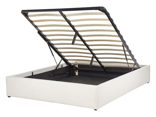 Seng Off-white Polstret 140 x 200 cm Med oppbevaring Uten sengegavl Lamellbunn Soverom Innredning Moderne design