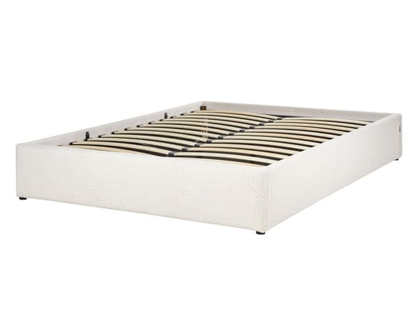 Seng Off-white Polstret 140 x 200 cm Med oppbevaring Uten sengegavl Lamellbunn Soverom Innredning Moderne design