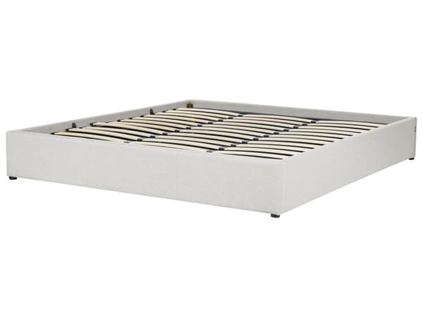 Seng lysegrå Polstret 180 x 200 cm Med oppbevaring Uten sengegavl Lamellbunn Soverom Innredning Moderne design