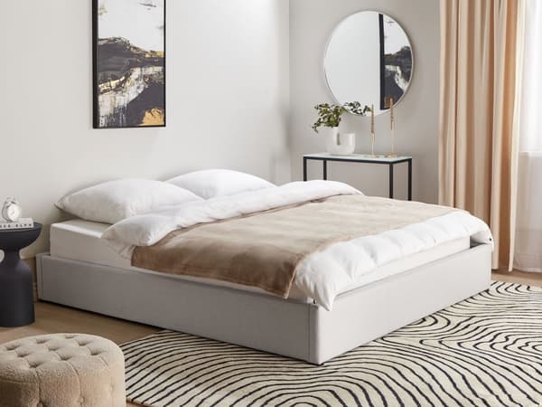 Seng lysegrå Polstret 180 x 200 cm Med oppbevaring Uten sengegavl Lamellbunn Soverom Innredning Moderne design