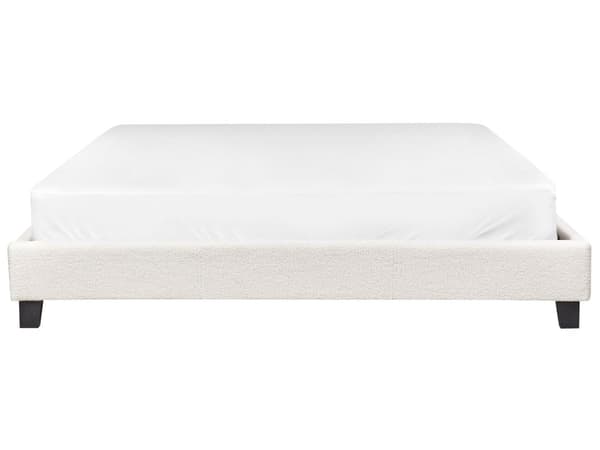 Super King Size-seng Kremfarget Fabric Boucle Lamellramme uten sengegavl 180x200 cm