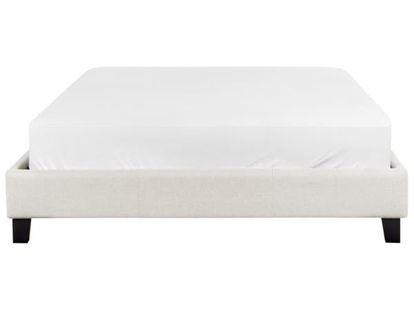 Enkeltseng lys beige spileramme i stoff uten sengegavl 140x200 cm