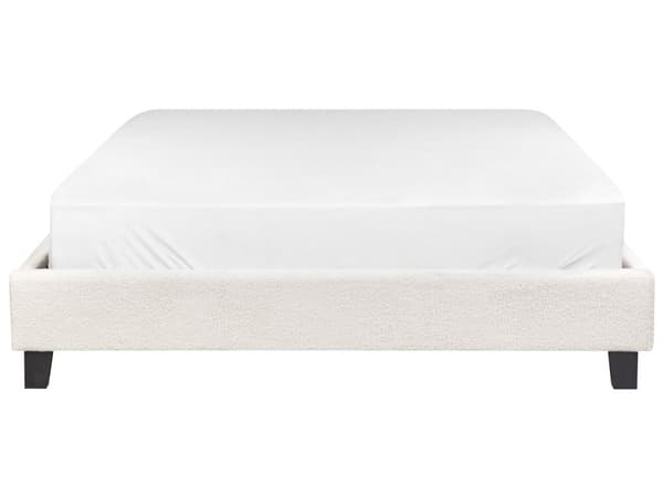 Super King Size-seng Kremfarget Fabric Boucle Lamellramme uten sengegavl 140x200 cm