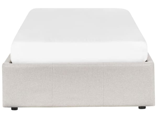 Sänky vaalea beige 90 x 200 cm kangasverhoilu säilytystila sälepohja yhdelle moderni