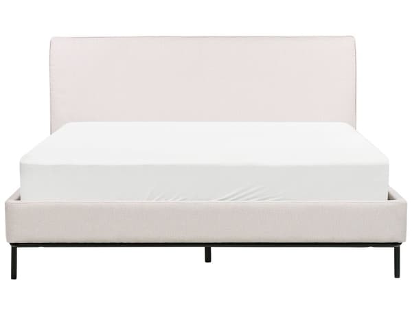 Sänky kerman beige polyesteri kangas verhoilu 160 x 200 cm säleillä moderni tyyli