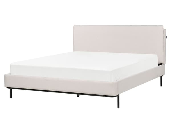Sänky kerman beige polyesteri kangas verhoilu 160 x 200 cm säleillä moderni tyyli