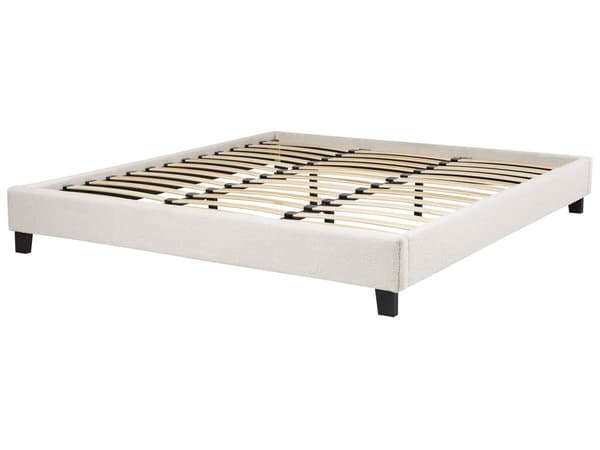 Parisänky kermanvalkoinen bukleekangas verhoilu 180 x 200 cm sälepohja päädytön moderni skandinaavinen