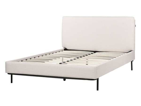 Sänky kerman beige polyesteri kangas verhoilu 140 x 200 cm säleillä moderni tyyli