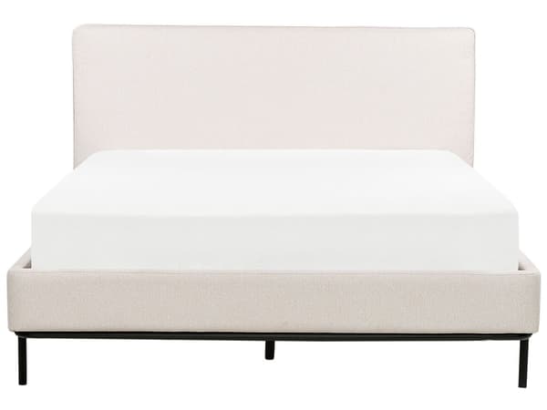 Sänky kerman beige polyesteri kangas verhoilu 140 x 200 cm säleillä moderni tyyli