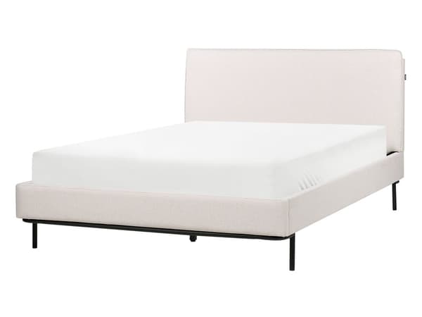 Sänky kerman beige polyesteri kangas verhoilu 140 x 200 cm säleillä moderni tyyli