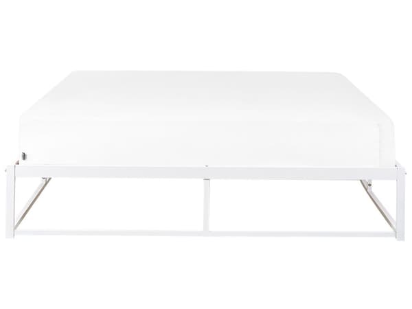 Sängram Vit Metall 160 x 200 cm Industriell Modern Stil Inbyggda Lameller utan Sänggavel