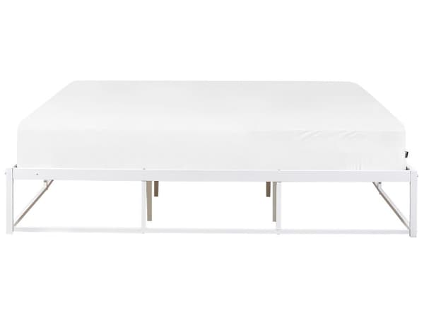 Sängram Vit Metall 180 x 200 cm Industriell Modern Stil Inbyggda lameller utan sänggavel