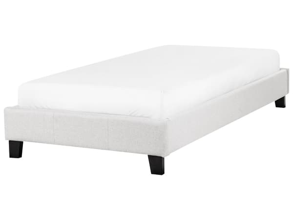 Enkelsäng 90 x 200 cm Ljusgrå Tyg Lamellram Sängram