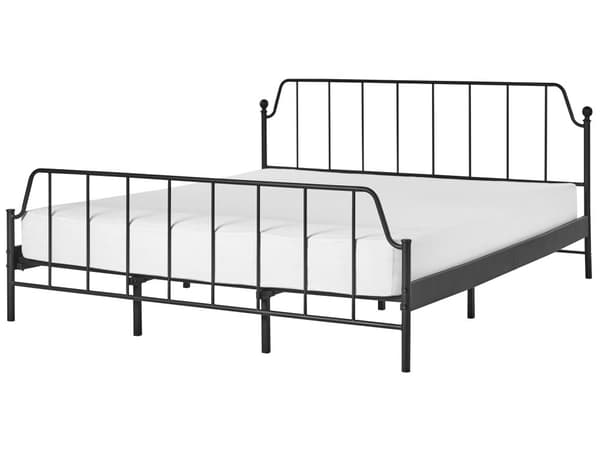 Sängram Svart Metall 180 x 200 cm Poppel Trä Lameller Industriell Minimalistisk Sovrum