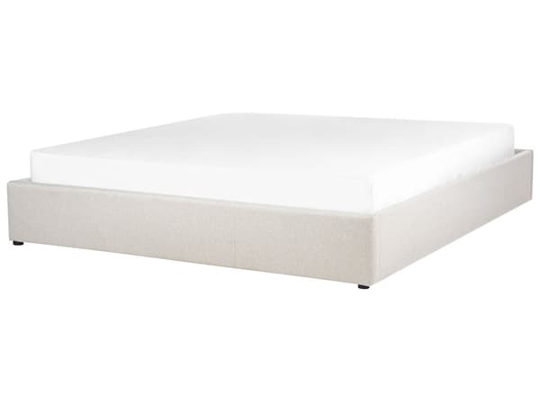 Säng Ljusbeige Tyg Klädd med Förvaring Enkelstorlek 180 x 200 cm Modern Design Sovrum
