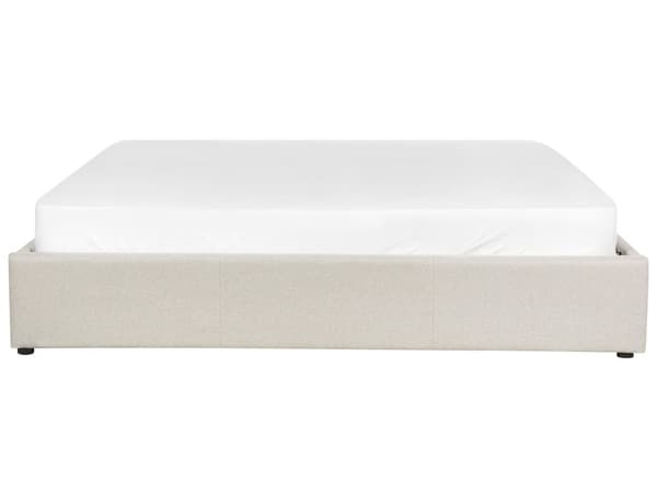 Säng Ljusbeige Tyg Klädd med Förvaring Enkelstorlek 180 x 200 cm Modern Design Sovrum