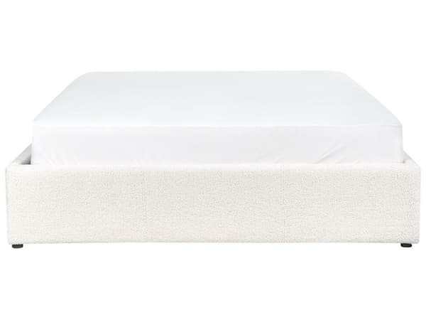 Säng Off-white Bouclé Klädd med Förvaring Dubbelstorlek 140 x 200 cm Modern Design Sovrum