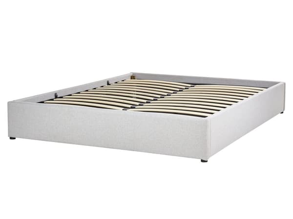 Säng Ljusgrå Tyg Klädd med Förvaring Enkelstorlek 160 x 200 cm Modern Design Sovrum
