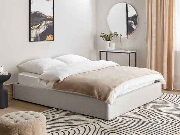 Säng Ljusgrå Tyg Klädd med Förvaring Enkelstorlek 160 x 200 cm Modern Design Sovrum