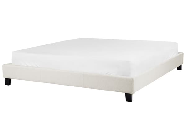 Seng Beige Polyester 180 x 200 cm Moderne Dobbeltseng uden Sengegavl To Mands Seng Minimalistisk Design