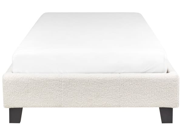 Enkeltseng Creme Hvid Boucle 90 x 200 cm Design Sengeramme Enkeltmands Seng uden Sengegavl Juniorseng